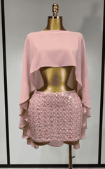 Carole Women Sexy Sparkly Sequin Flower Cloak Two Piece Set