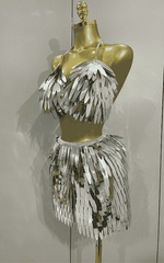 Abigail Shiny Mirror Two Piece Stage Costume Set