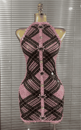 Claire Full Rhinestone Off Shoulder Bodycon Mini Dress