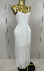 Catalina White Backless Tassel Bodycon Bandage Dress