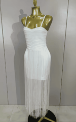 Catalina White Backless Tassel Bodycon Bandage Dress