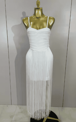 Catalina White Backless Tassel Bodycon Bandage Dress