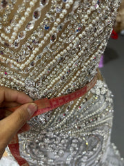 Crystal Beading Spaghetti Sequined Lace Prom Dress