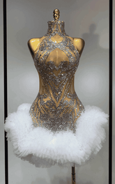 Britanny Diamonds Mesh See Through Dress