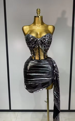 Amira Sparkly Sequins Two Piece Evening Party Set