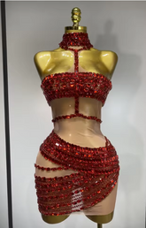 Amira Sparkly Sequins Two Piece Evening Party Set