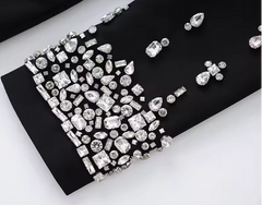 Beaded Rhinestone Embellished Single-Button Women's Suit Jacket Elegant Blazer