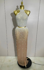 Carmela Sparkly Rhinestone Pearl Beaded Sheer Two Piece Set