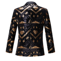 Black and Gold Sequin Men's Suit Jacket Pants | Luxury 2-Piece Party Set