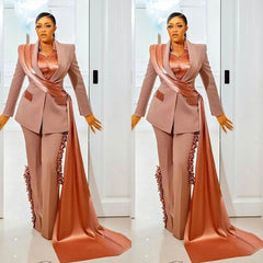 Designer Ruffles Suit Lady Blazer Wear Pant Suit
