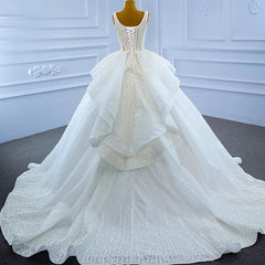 Banquet Beaded Hollow Lace Wedding Dress