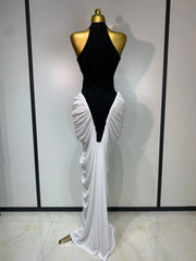 Camille Patchwork Sleeveless Ruched Bodycon Maxi Dress