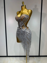 Azelie Sexy Sparkly Diamond Tassel Two Piece Set Evening Outfit