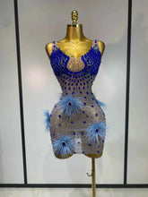 Cory Diamonds Feather Sexy See Through Sleeveless Stretch Bodycon Dress