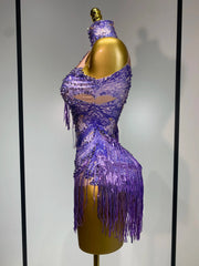 Celeste Purple Fringe Bodysuit