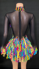 Belle Color Sheer Mesh Mini Dress
