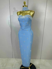 Carole Diamond Strapless Bandage Maxi Dress