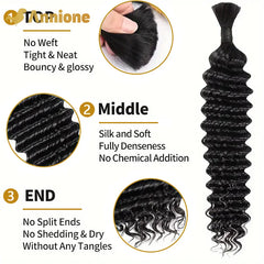 Curly Deep Wave Bulk Hair – 100% Brazilian Human Hair for Braiding, No Weft Extensions