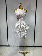 Cheska Sexy Halter Backless Feather Evening Party Dress