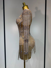 Ayleenah Sparkly Rhinestone Sexy Mesh See Through Rompers