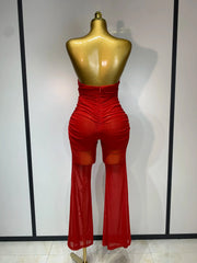 Avery Red Backless Bodycon Jumpsuit