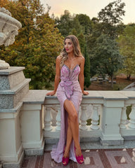 Alessia Pink Pearly Strapless Mermaid Dress