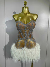 Corri Sparkly Diamonds Tassel Sexy Strapless Mesh Sheer Mini
