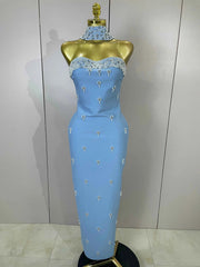 Carole Diamond Strapless Bandage Maxi Dress