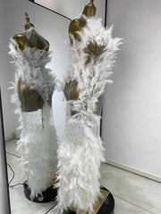 Alara Feather-Trimmed Sleeveless Maxi Dress