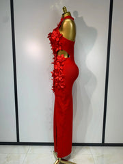 Ada Sexy Sleeveless Flower Hollow Out Evening Party Bandage Dress