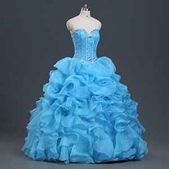 Diamond Beaded Organza Ruffled Lime Green Quinceanera Dress