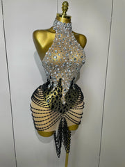 Avenly Sparkly Crystals Beading Mini Dress