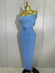 Crissy Crystal Sexy Off-The-Shoulder Bodycon Bandage Long Dress