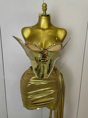 Belle Sexy Two-Piece Top with Sparkling Gold Sequins Birthday Outfit