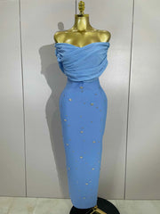 Crissy Crystal Sexy Off-The-Shoulder Bodycon Bandage Long Dress