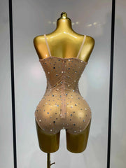 Candice Rhinestone Pearl Mesh Bodycon Bodysuit
