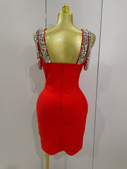Alicia Luxury Sexy Shining Diamond Backless Bandage Bodycon Mini Dress