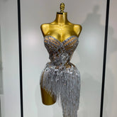 Azelie Sexy Sparkly Diamond Tassel Two Piece Set Evening Outfit