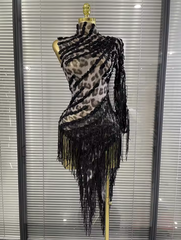 Alicia One-Shoulder Leopard Print Mesh Bodycon Mini Dress