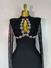 Caroline Black Long Sleeve Beaded Maxi Bandage Dress