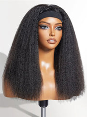 3 in 1 Half Kinky Straight Human Hair Wig – 30 Inch Wear & Go Wig, 250% Density, Drawstring Seamless Flip, No Glue No Silk