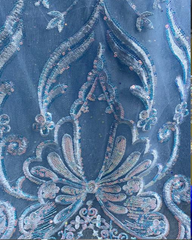 Cinderella Sky Blue Glitter Tulle Quinceañera Gown with Beaded Sleeves
