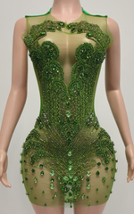 Angelique Crystal Beading See-Through Mini Birthday Dress