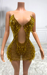 Dana Sexy Sparkly Water Drop Mesh Crystal Party Dress