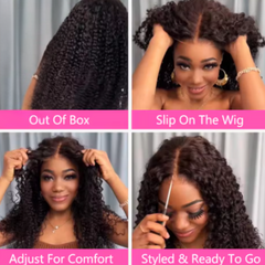 4x4 Glueless Deep Curly Wig – 26 Inch Human Hair Lace Closure Wig, Ready to Wear, Transparent Lace