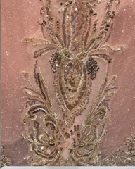Blush Pink Princess Quinceañera Gown with Gold Beading