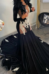 Crystal Beading Velvet Prom Dress
