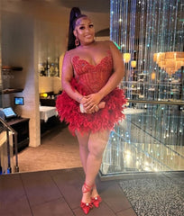 Beaded Crystal Feathers Birthday Dress