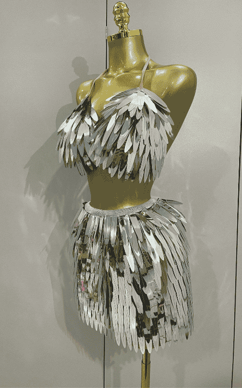 Abigail Shiny Mirror Two Piece Stage Costume Set