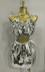 Abigail Shiny Mirror Two Piece Stage Costume Set